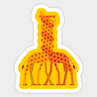 Two Giraffes Love Twisted Neck Sticker